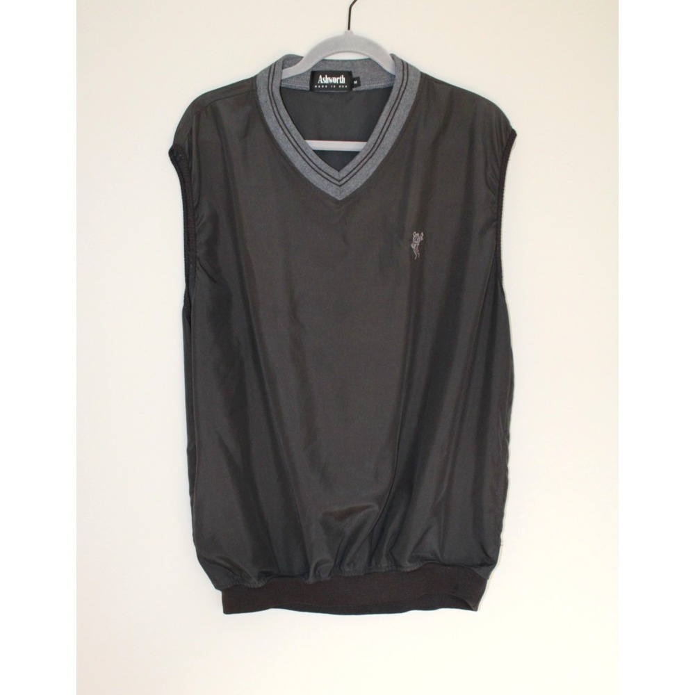 Ashworth Mens Golf Weather Systems Water Repellent Wind Resist Black Vest Medium